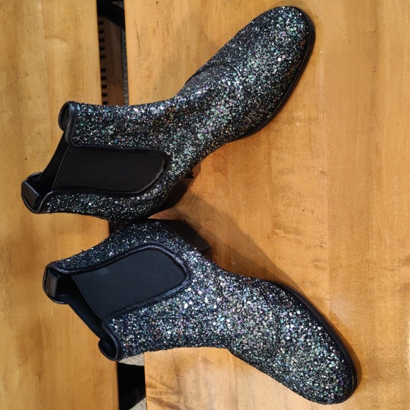 Zadig & Voltaire boots size 38eu/7.5 us Rn116202 blue silver and black glitter - Picture 3 of 11